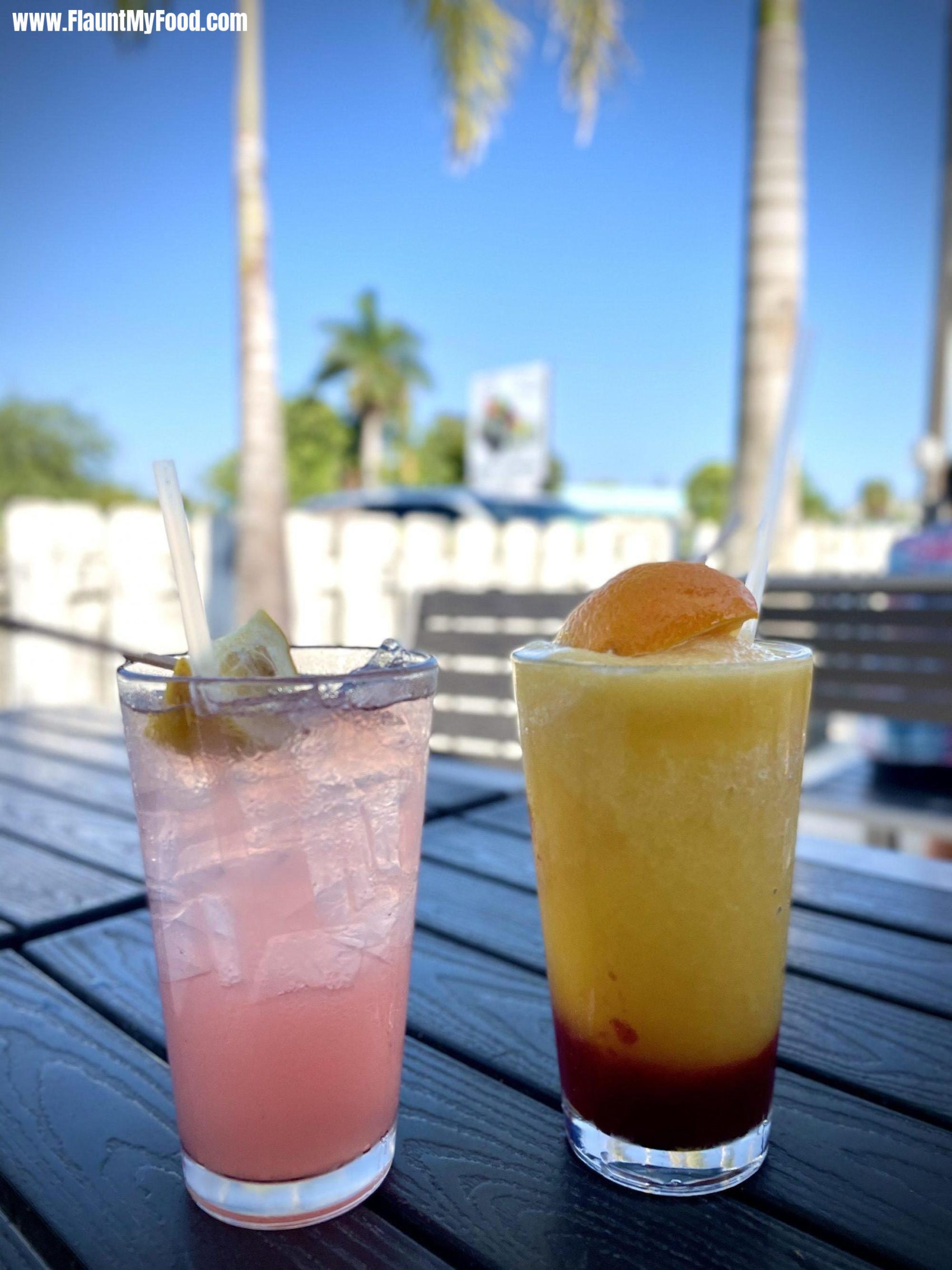 Drinks at the Ugly GrouperTwo delicious alcoholic beverages at the ugly grouper restaurant on Anna Maria Island Florida. Hard lemonade. Sunset margarita.