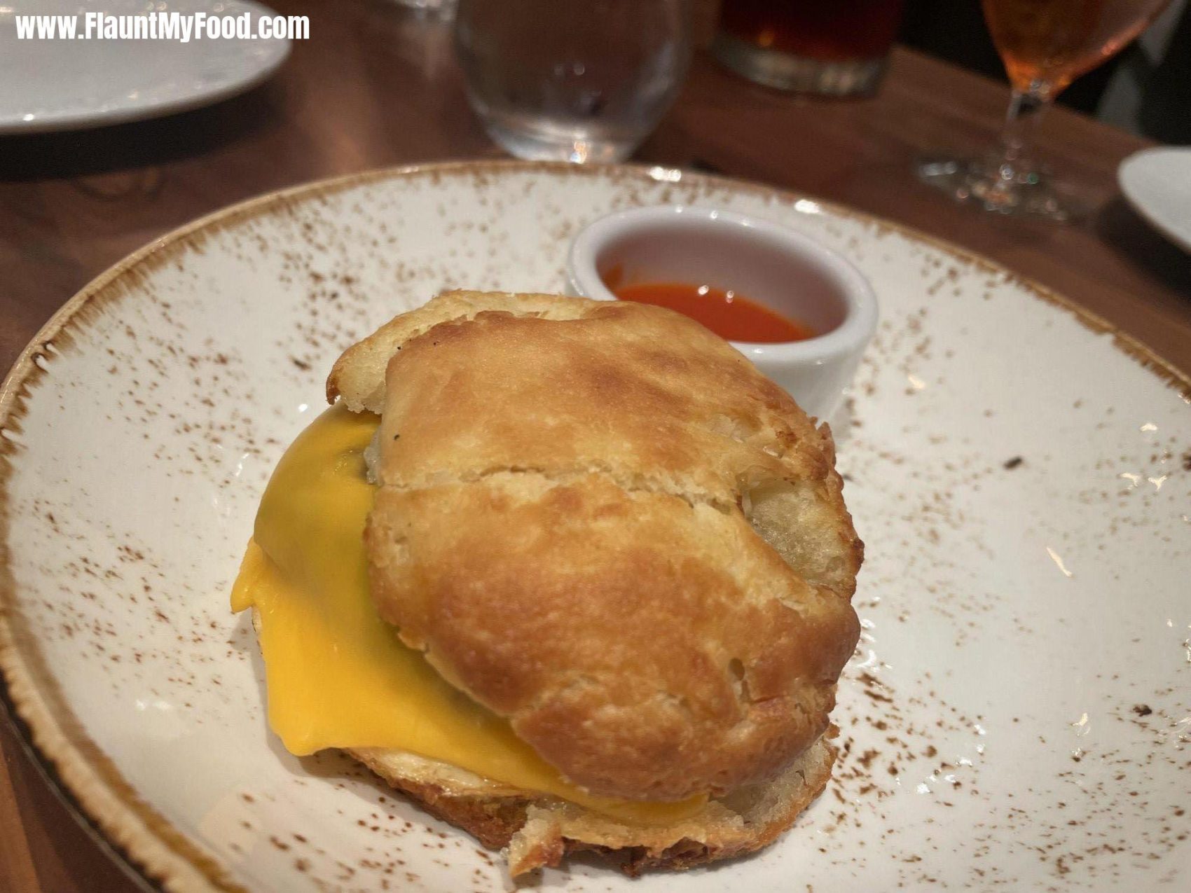 Breakfast Egg Biscuit at the FixeGreat egg and cheese breakfast biscuit out of the Fixe restaurant located in the Clearfork Plaza in Fort Worth Texas.