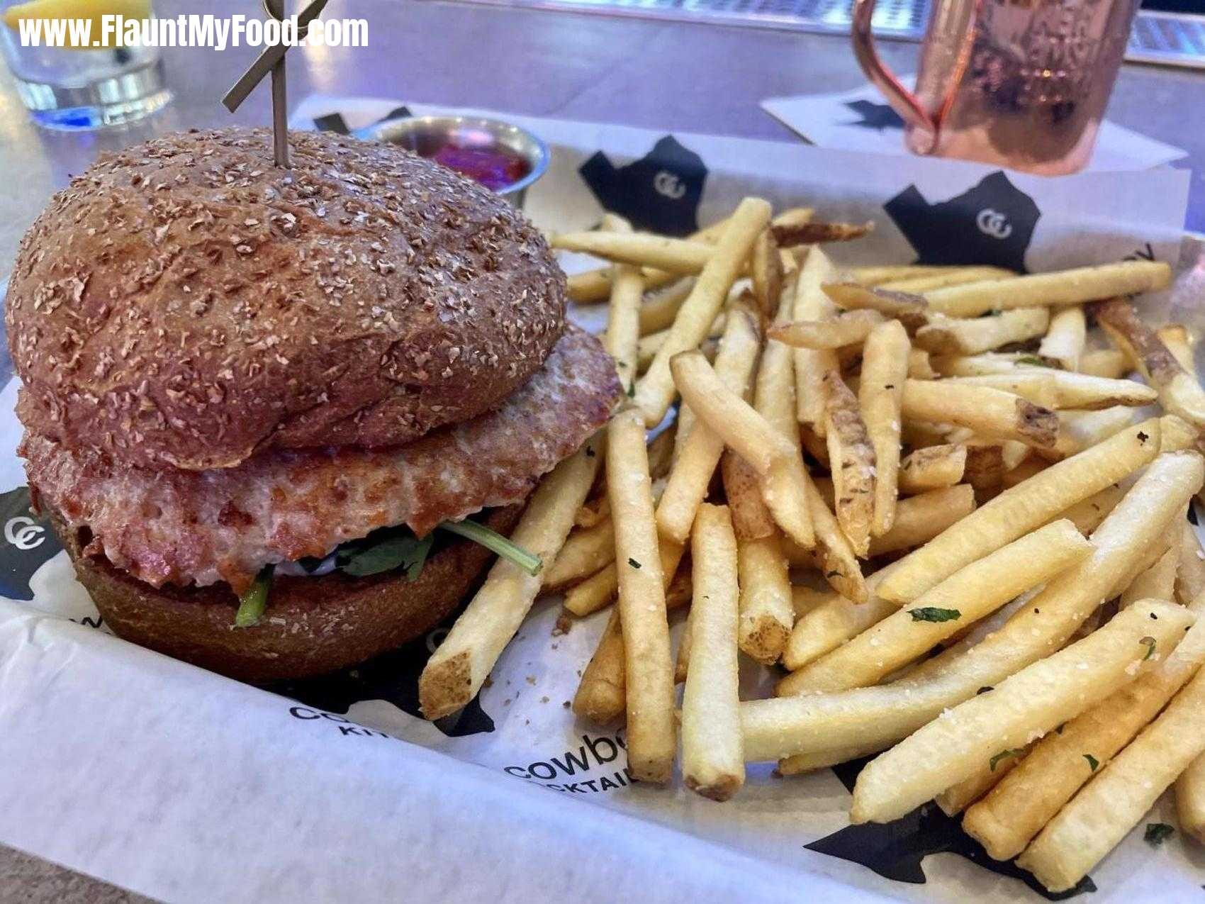 Turkey burger at the concrete cowboy restaurant near 7th Street near downtown Fort Worth Texas