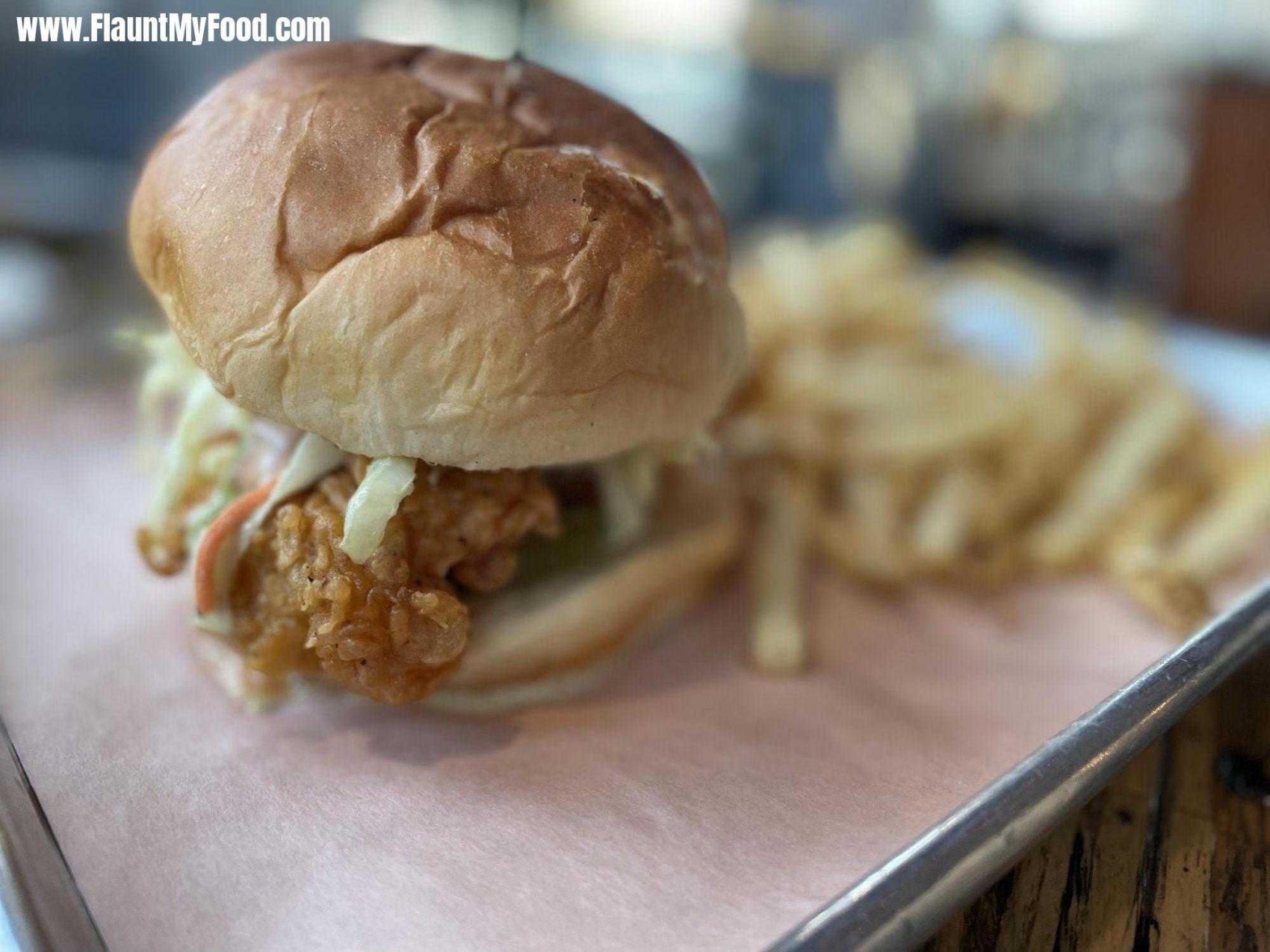 The Cook Shack located South University in Fort Worth Texas chicken hamburger with fries