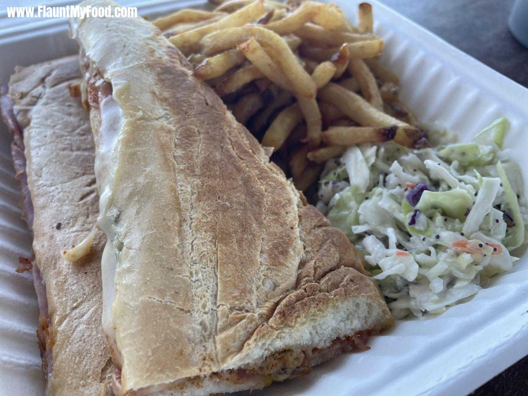City pier Grill & bait Reuben sandwich with french fries and coleslaw Anna Maria Island Florida