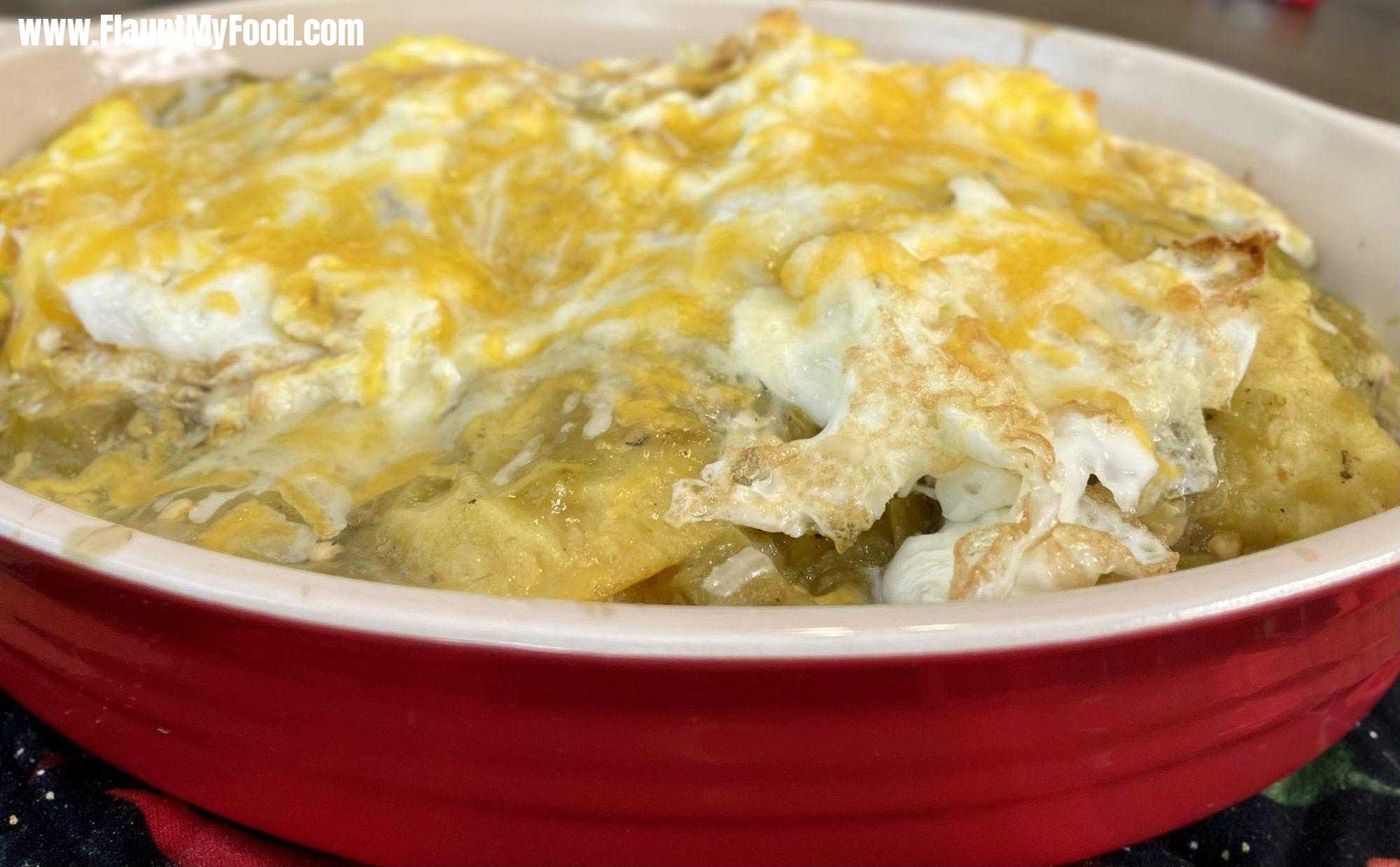 Homemade green chili turkey enchilada