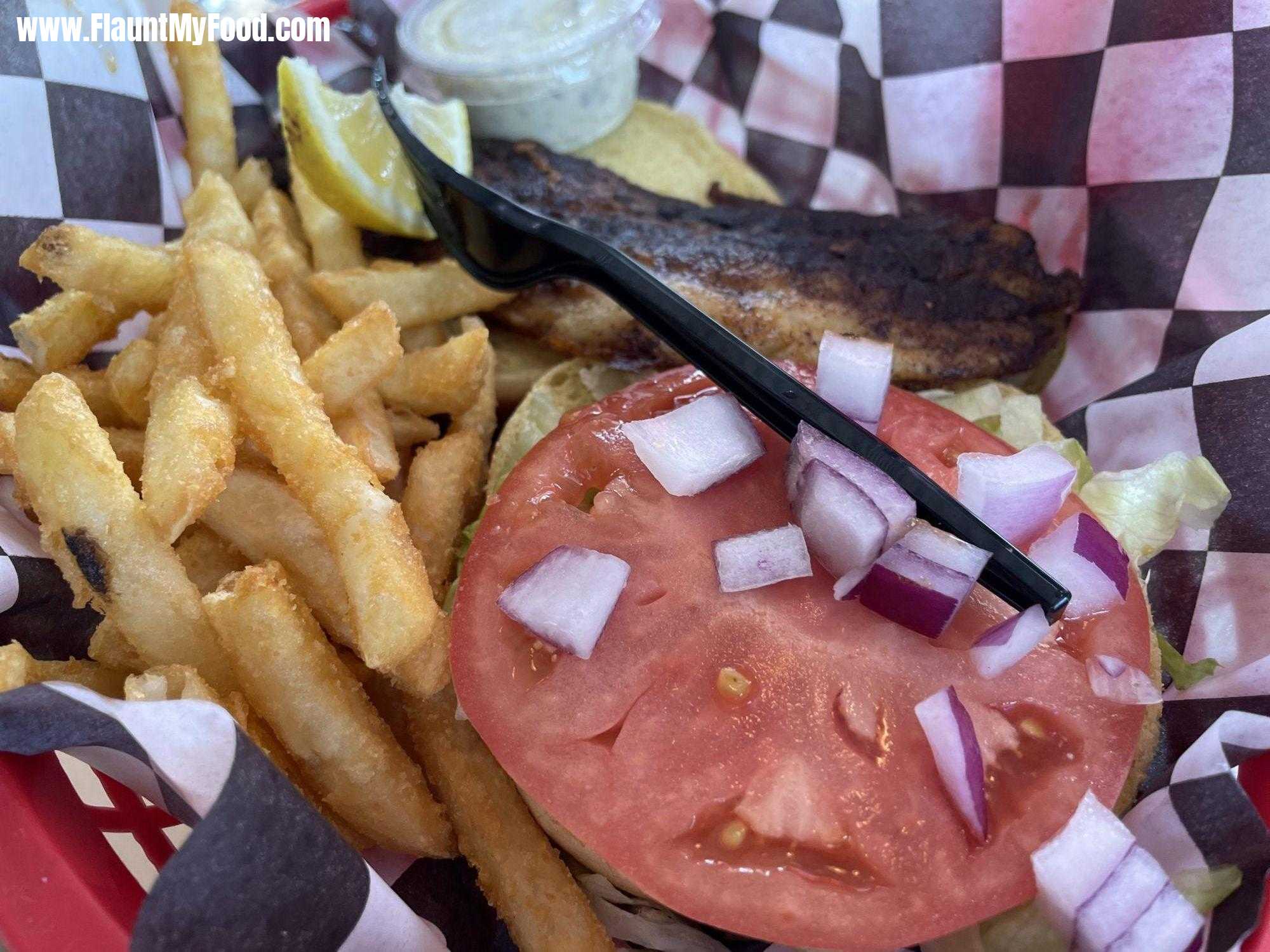 Grouper Sandwich at Hook'd Pier Bar & Grill, Panama City Beach in Florida