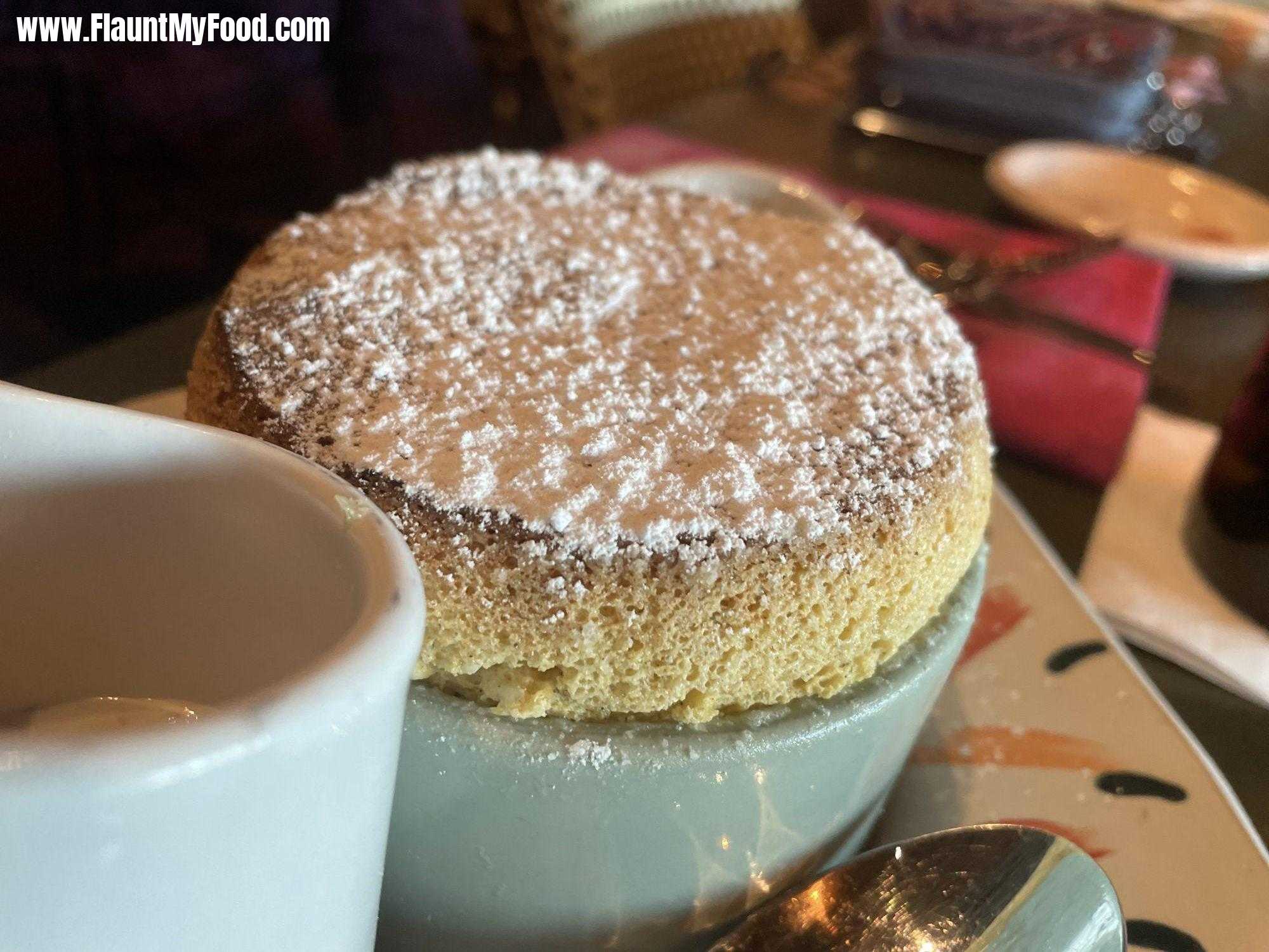 Pumpkin soufflé with clove cream at Rise restaurant in Clearfork Fort Worth Texas