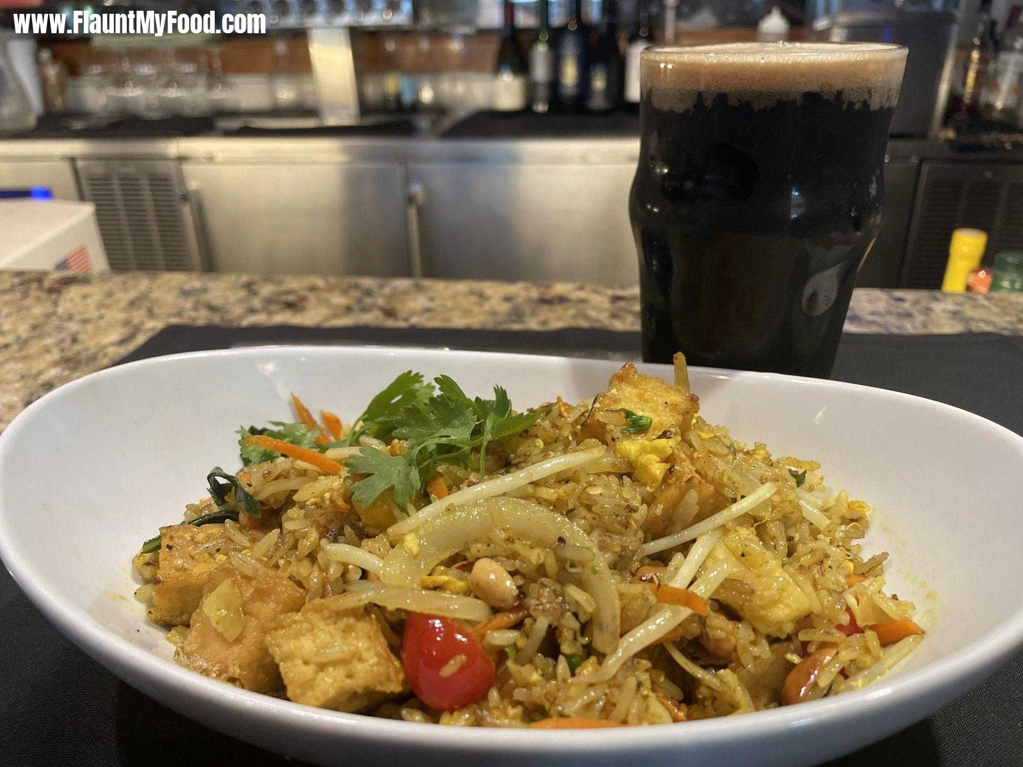 Malai Kitchen Fried Rice and 3C Porter BeerMalai Kitchen Fried Rice and 3C Porter Beer In Clearfork, Fort Worth Texas.