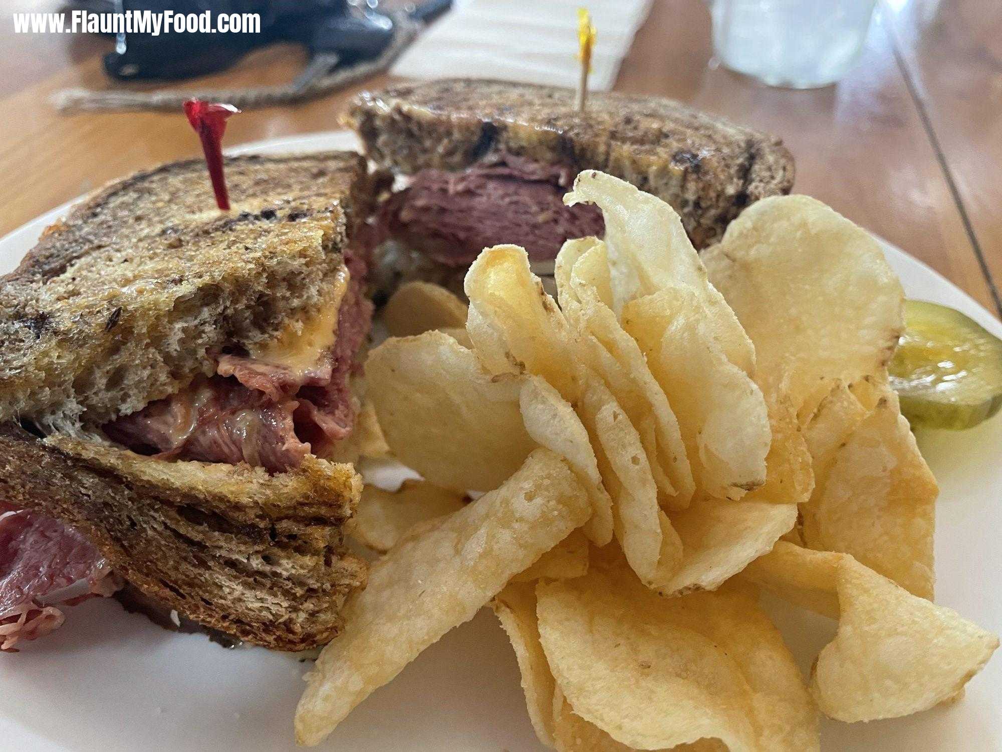 Ruben sandwich with vinegar chips at storybook Café in Glen Rose, Texas