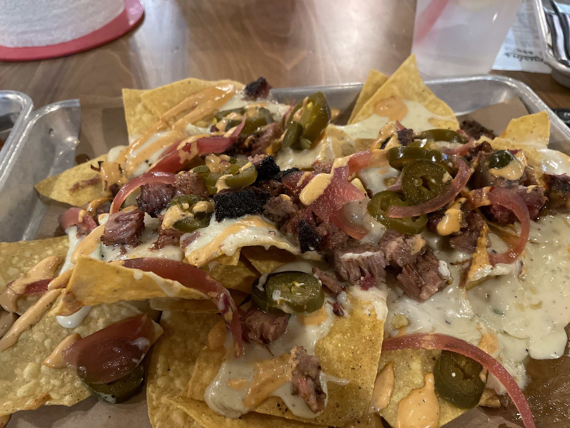 Cousins Brisket NachosCousins Fort Worth Brisket Nachos. Big enough as a meal for two if you’re watching calories.